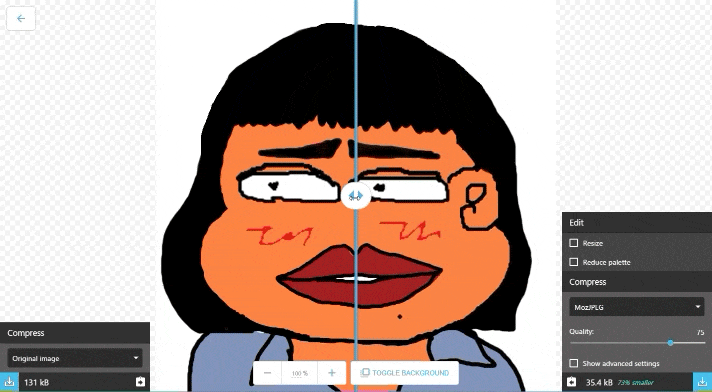 Squooshのプレビュー画面